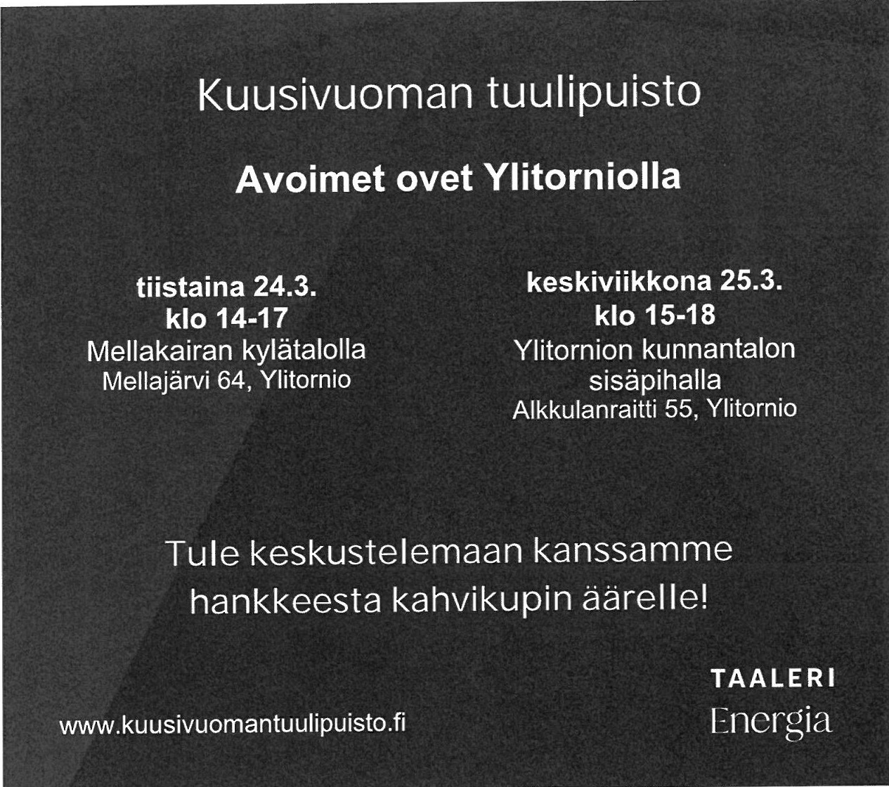 Kuusivuoman tuulivoimahankkeen avoimet ovet Mellajärvellä pääkuva