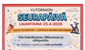 Seurapäivä lauantaina 25.4.2026 Kuntotalolla