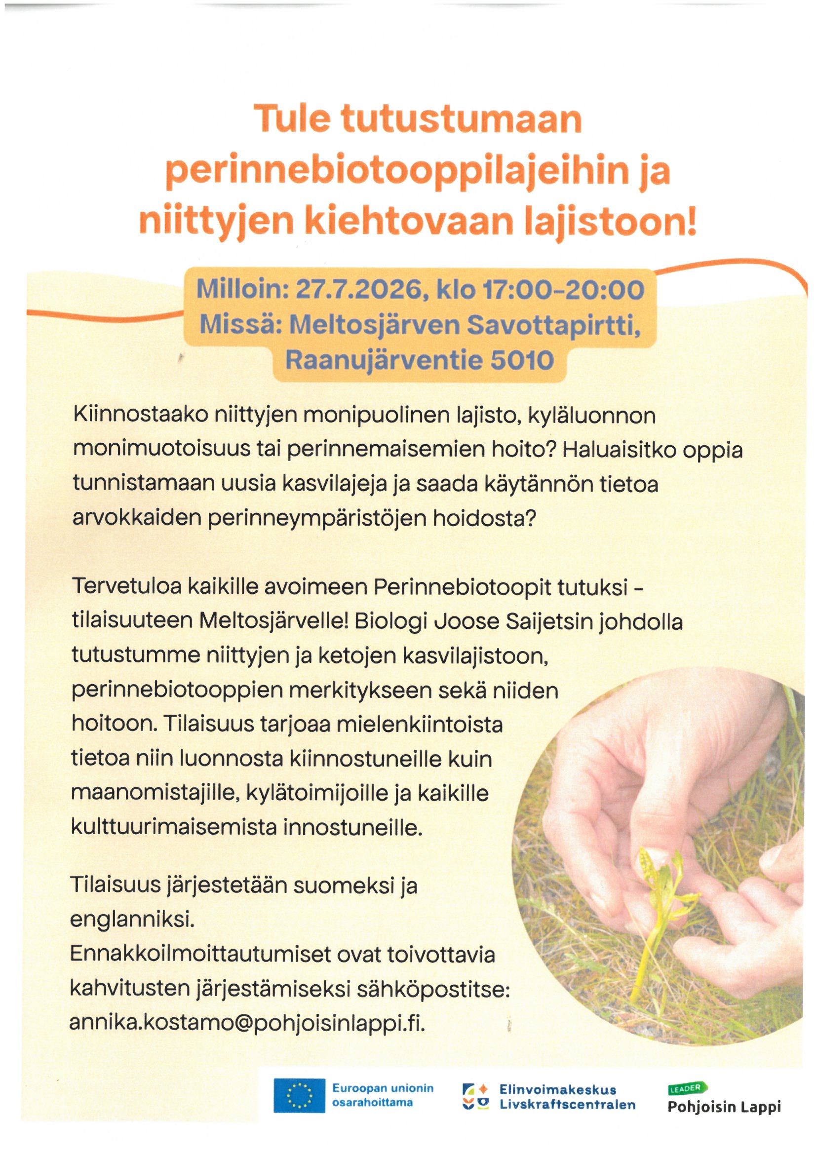 Perinnebiotoopit ja niittyjen kiehtovat lajit tutuksi -tilaisuus pääkuva