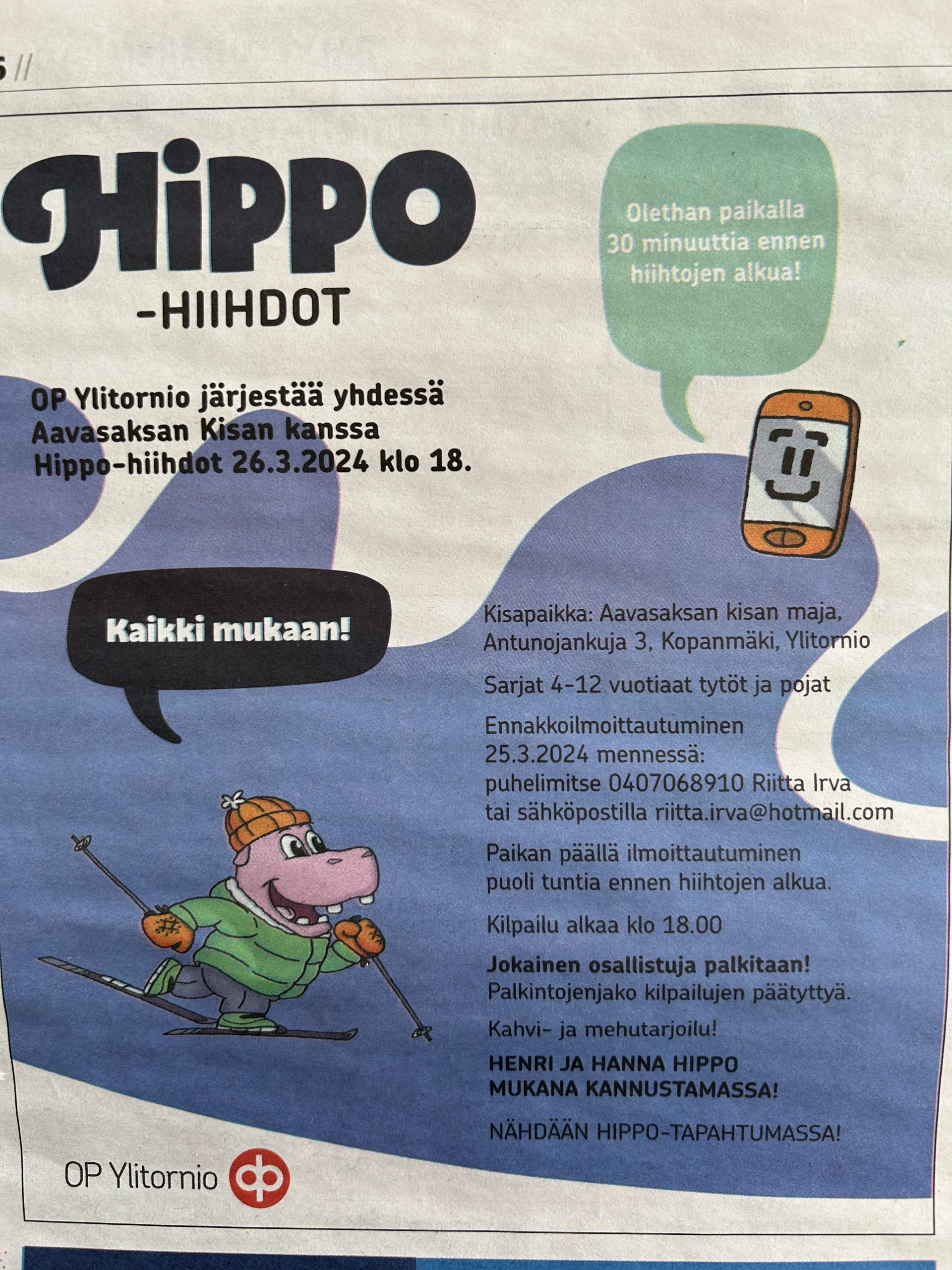 | Hippo-hiihdot Lapsille 26.3.2024 Klo 18.00Ylitornio